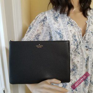 KATE SPADE JACKSON POUCH BLACK LEATHER NWT